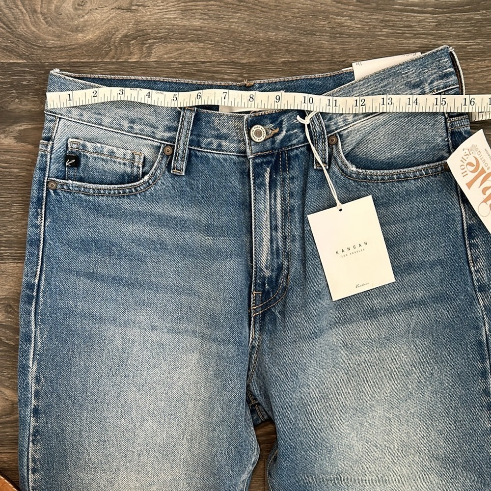 NEW KanCan 27 7 Regina High Waist Mom Jeans Distressed Ripped Denim Medium Wash - Picture 4 of 14